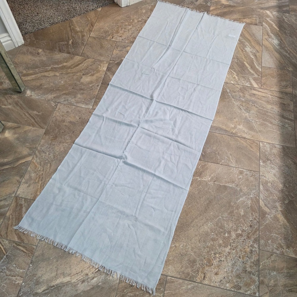 Rani Arabella Cashmere Scarf Light Blue Made in Italy Fringe Wrap Shawl